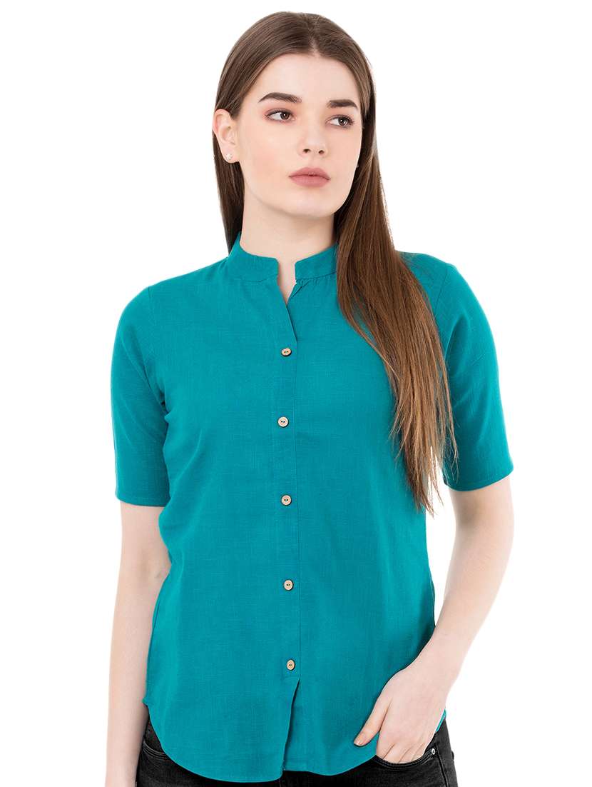 mandarin neck solid shirt