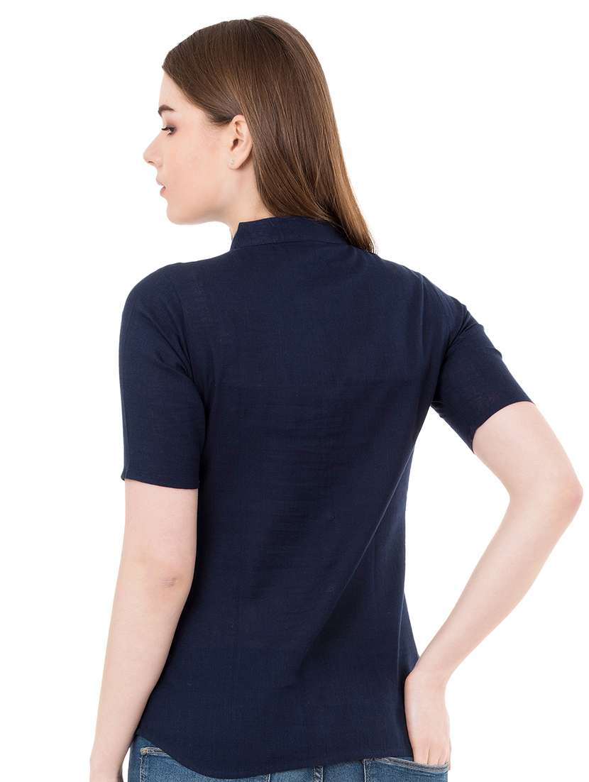 mandarin neck solid shirt - 16461652 -  Standard Image - 2