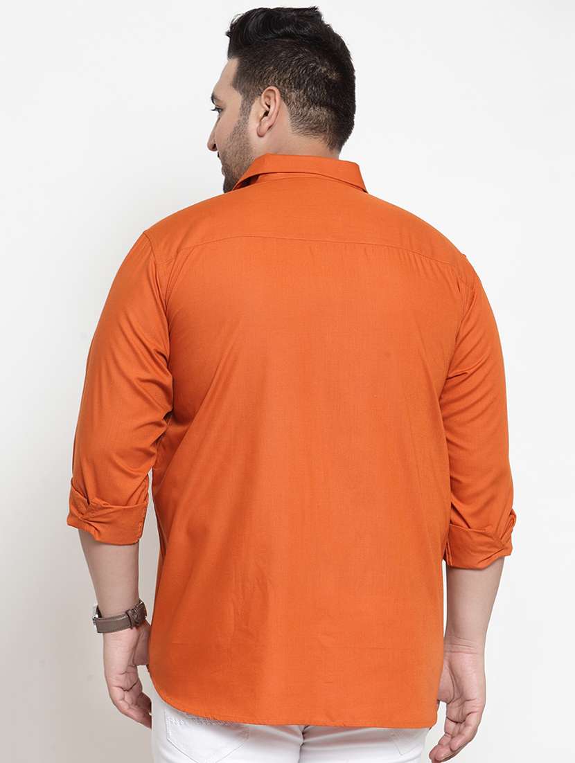 orange solid casual shirt - 16462099 -  Standard Image - 2