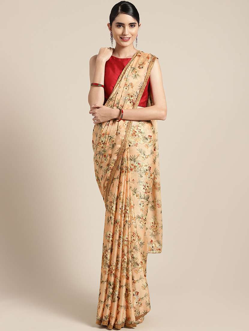 floral printed saree with blouse