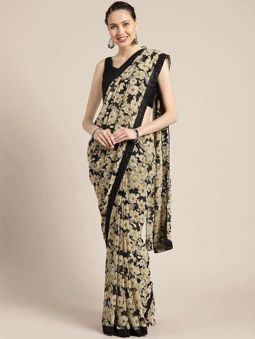floral printed saree with blouse