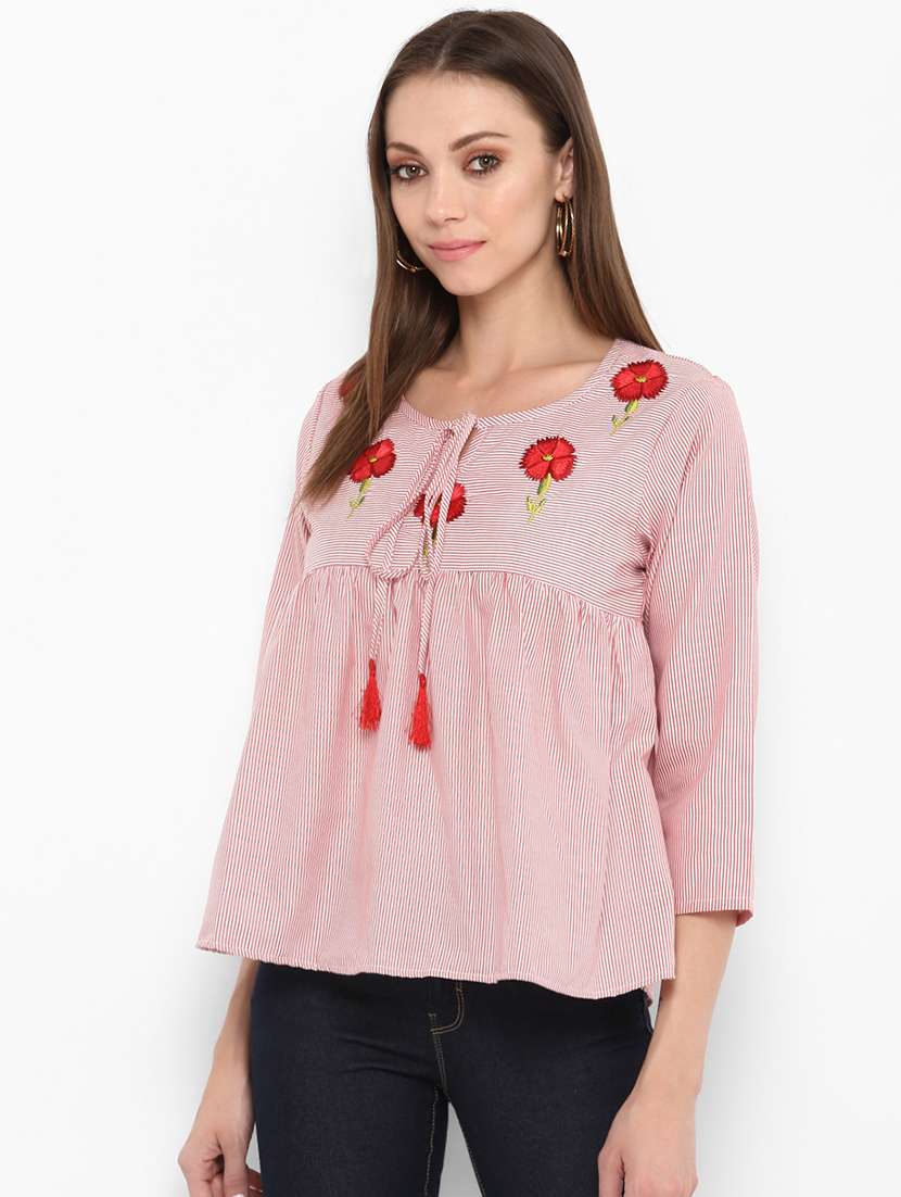 pink cotton regular top