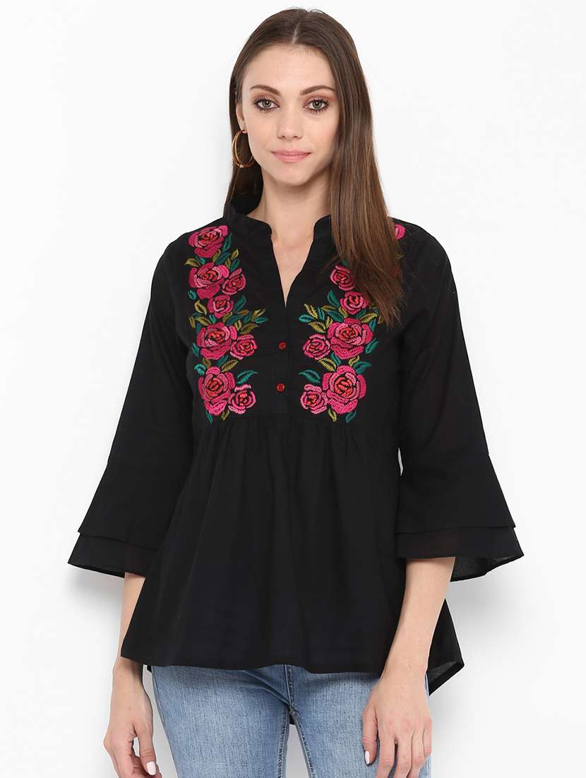 black cotton regular top
