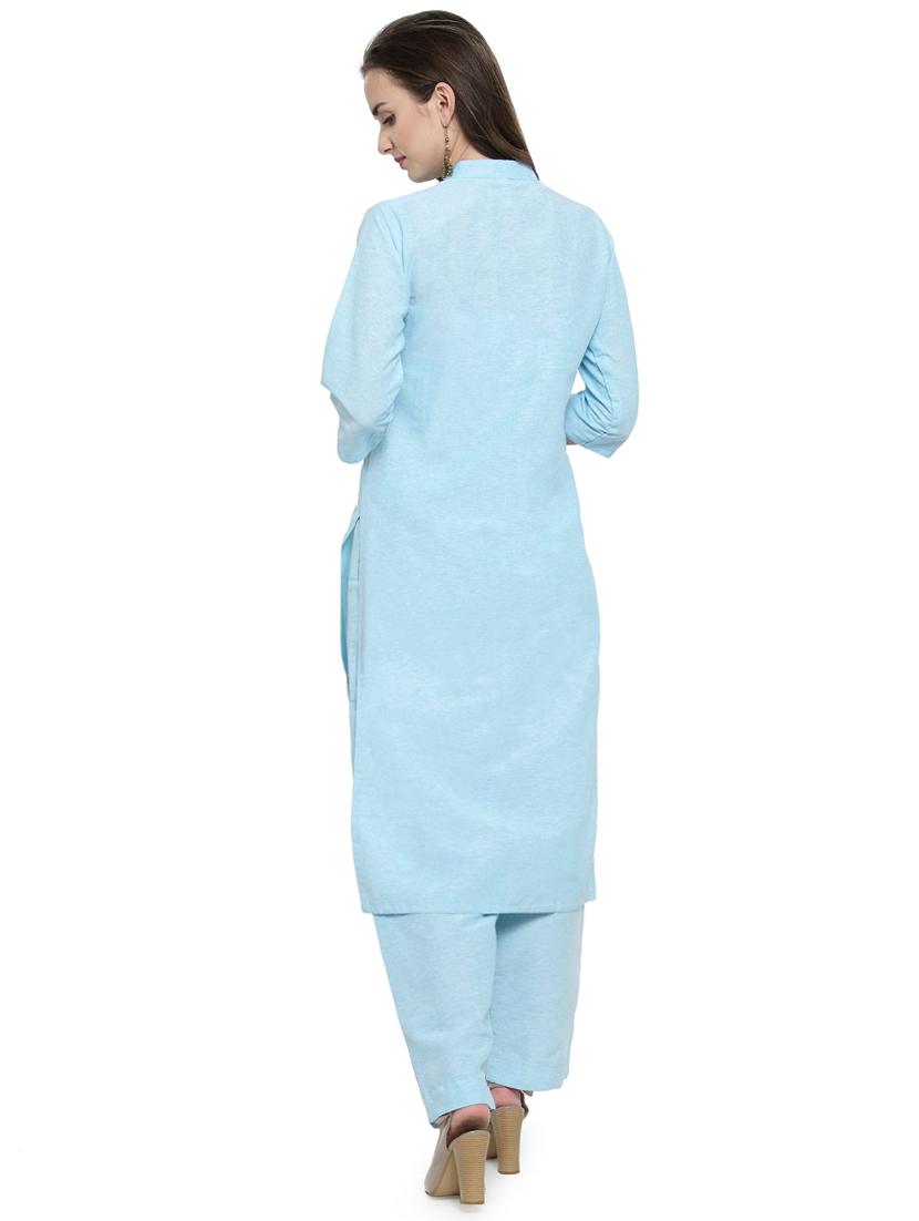 solid straight kurta pant set - 16463527 - Standard Image - 2