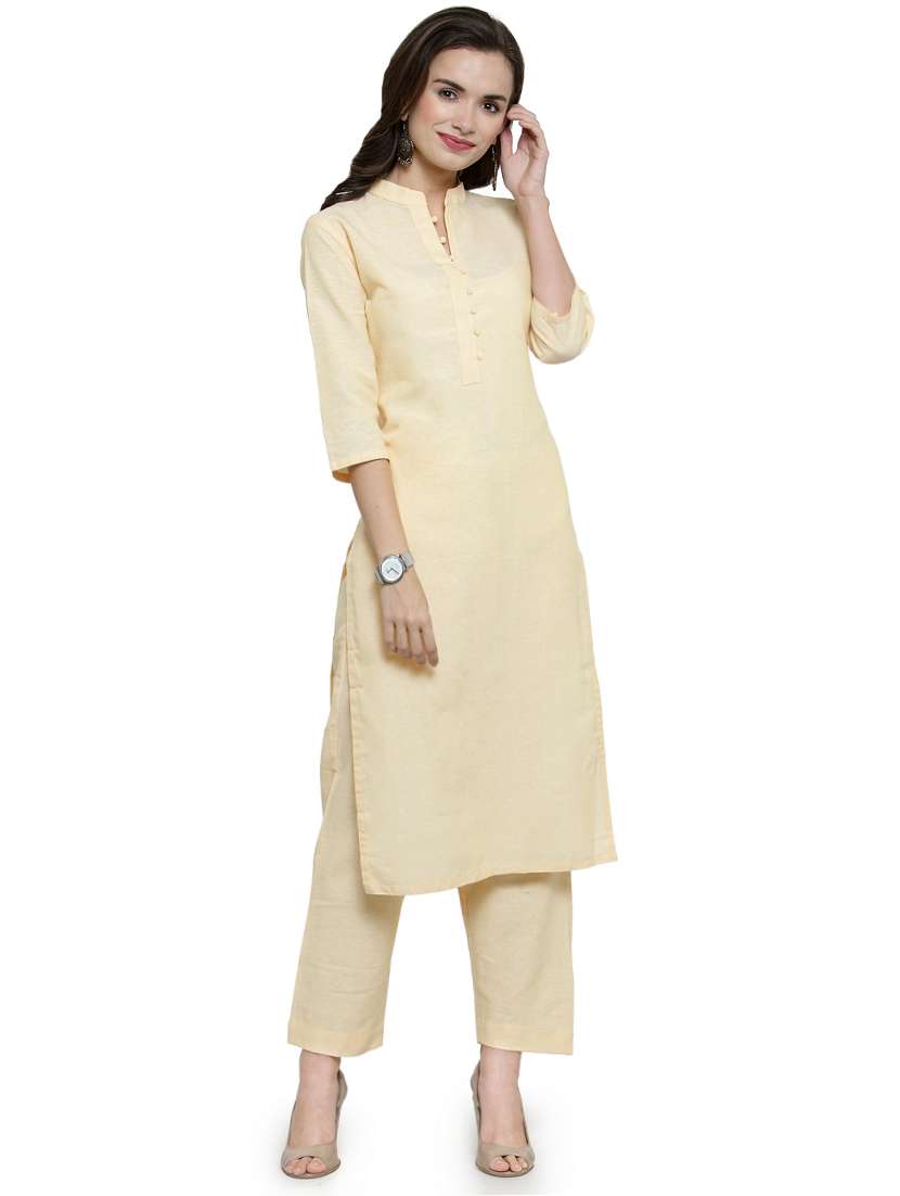 solid straight kurta pant set