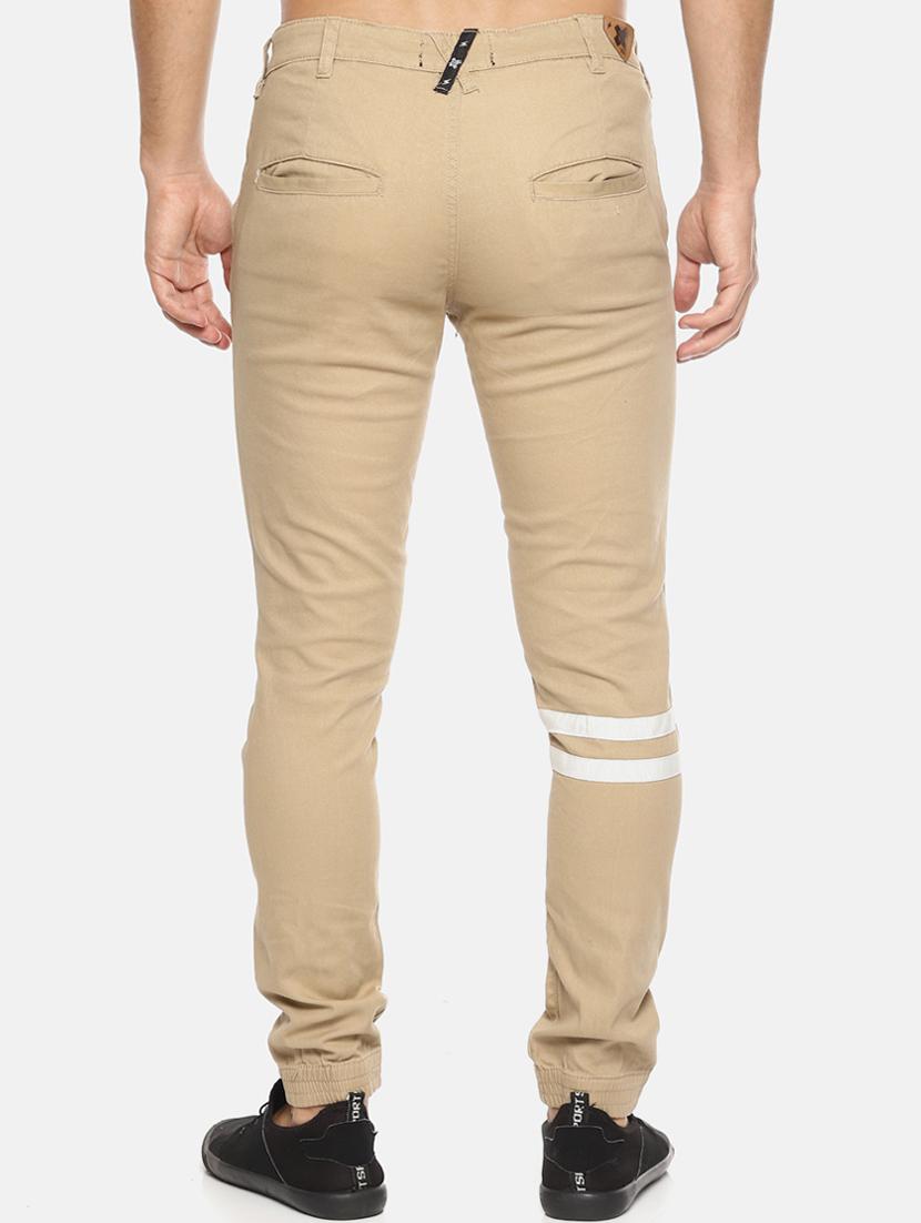 beige striped flat front casual trouser - 16466350 - Standard Image - 2