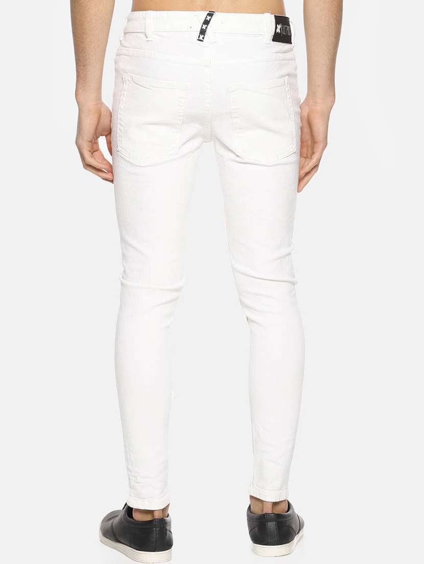 white printed distressed denim jeans - 16466364 -  Standard Image - 2