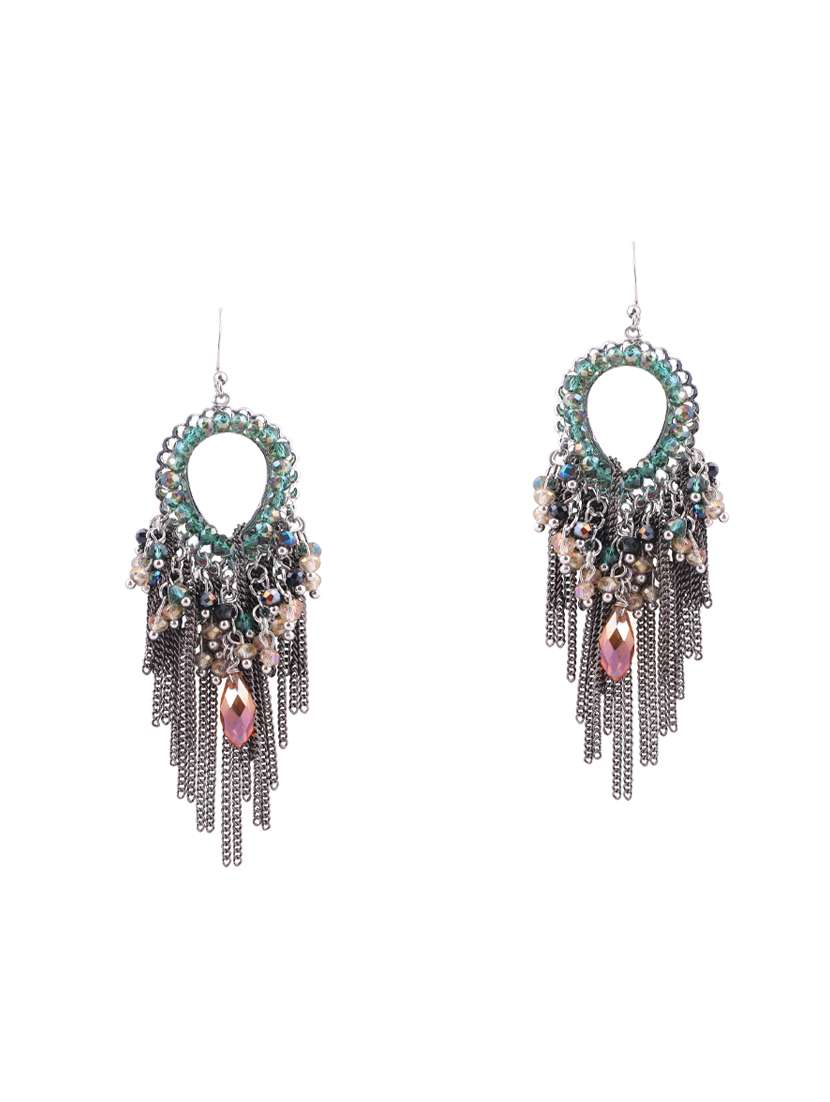 green crystal drop earring
