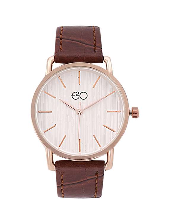 e2o round dial analog watch -(5650brown)