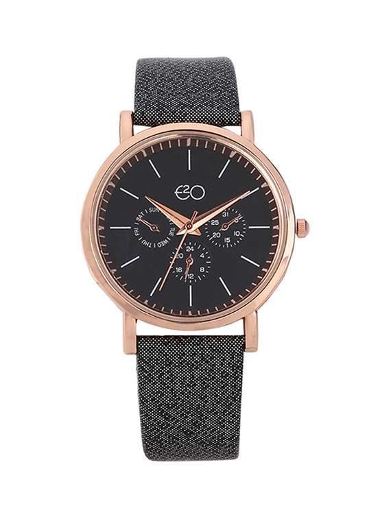 e2o round dial analog watch -(5651black)