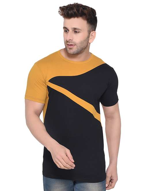 yellow color block t-shirt - 16477712 - Standard Image - 0