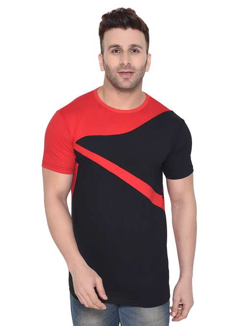 red color block t-shirt - 16477714 -  Standard Image - 0