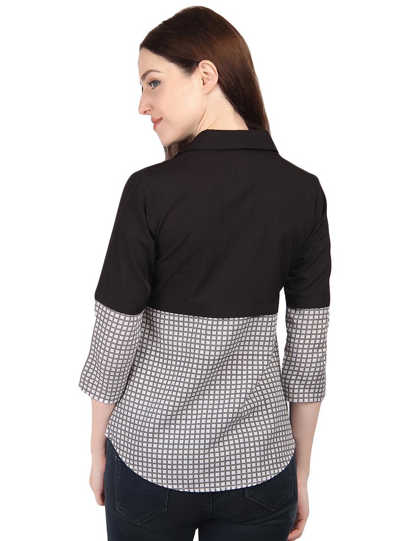 color block checkered shirt - 16480703 - Standard Image - 2