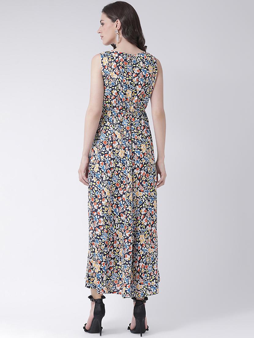 round neck abstract maxi dress - 16483250 - Standard Image - 2