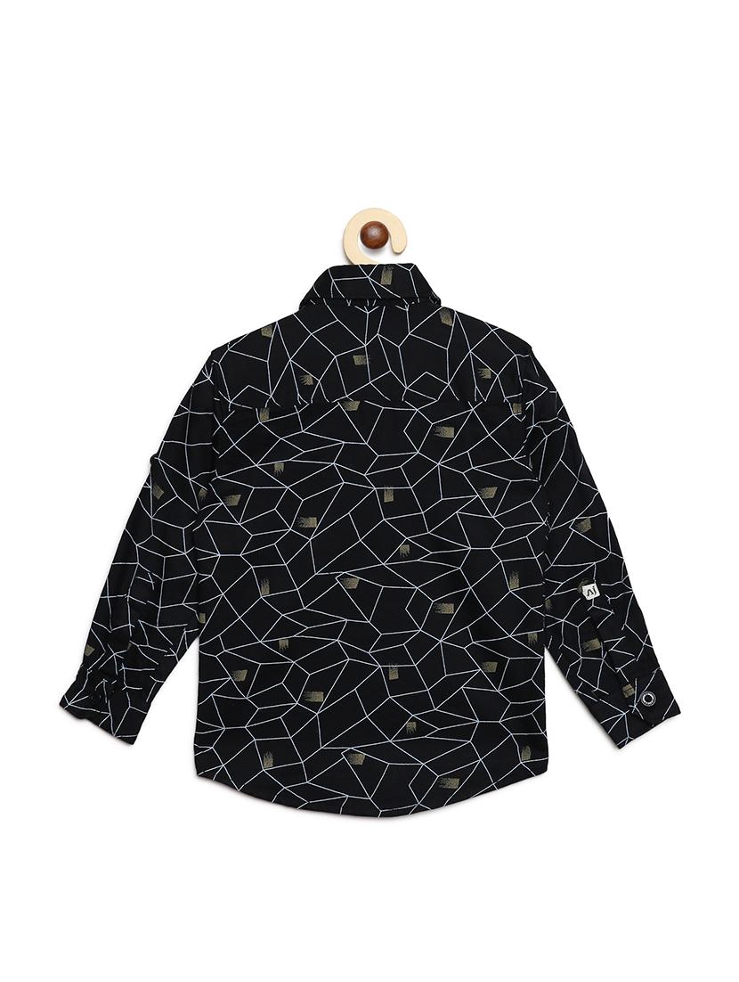 roll up sleeve geometric print shirt - 16483317 - Standard Image - 2