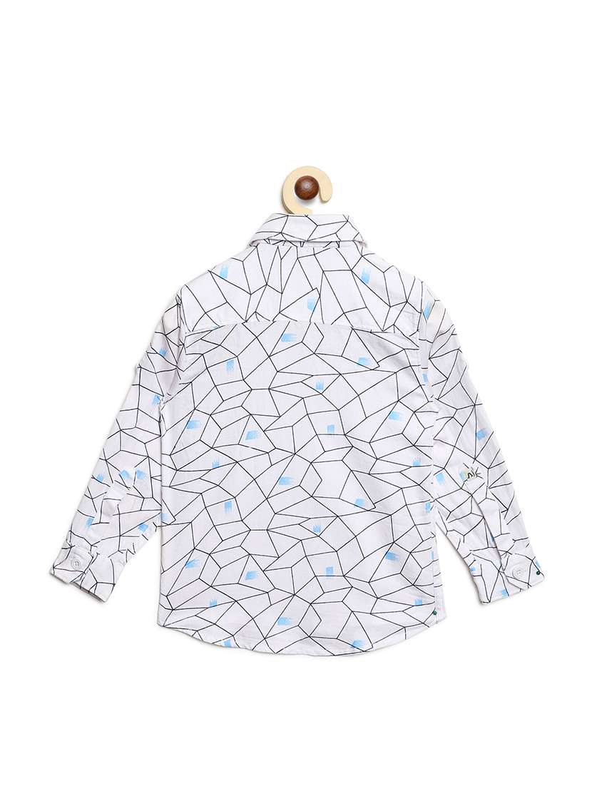 roll up sleeve geometric print shirt - 16483319 -  Standard Image - 2