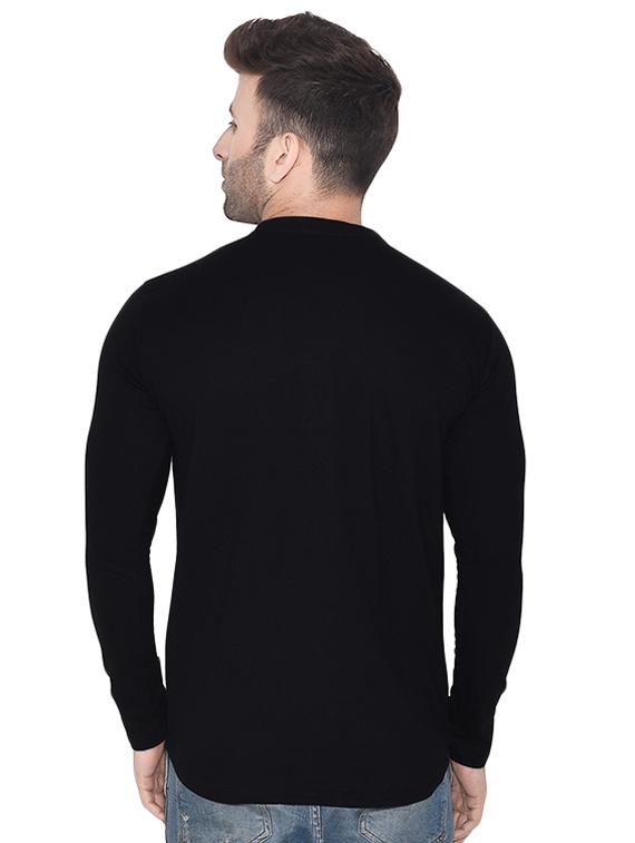 men black slim fit mandarin neck long sleeve t-shirt - 16483422 - Standard Image - 2