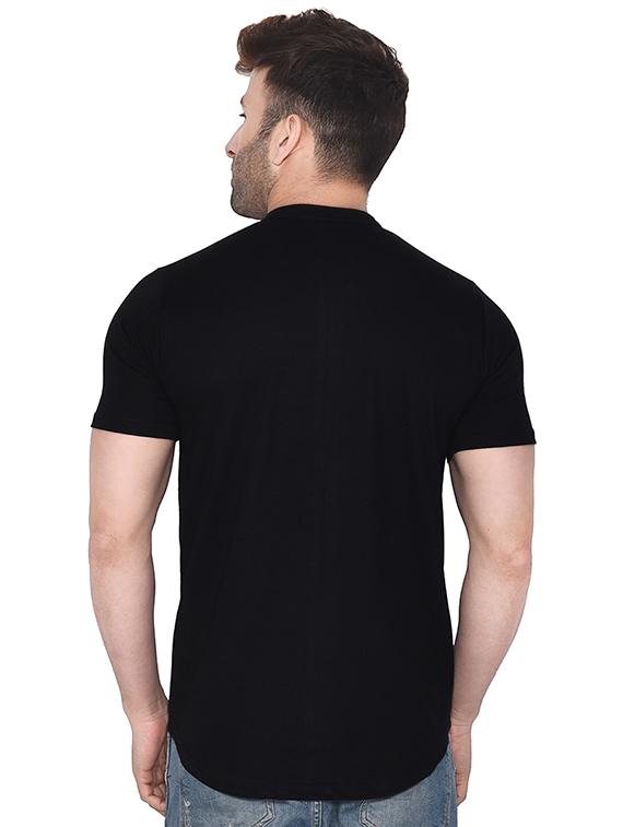 men black slim fit mandarin neck casual shirt - 16483439 - Standard Image - 2