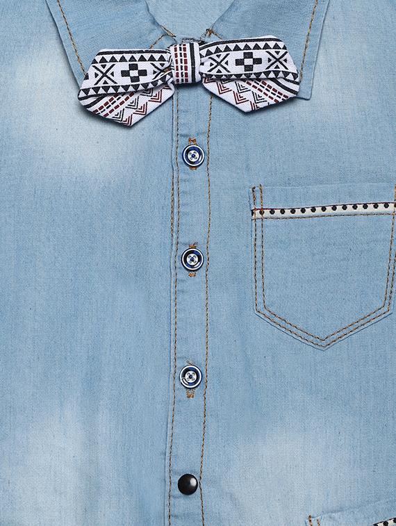 light blue cotton romper - 16484710 - Standard Image - 2