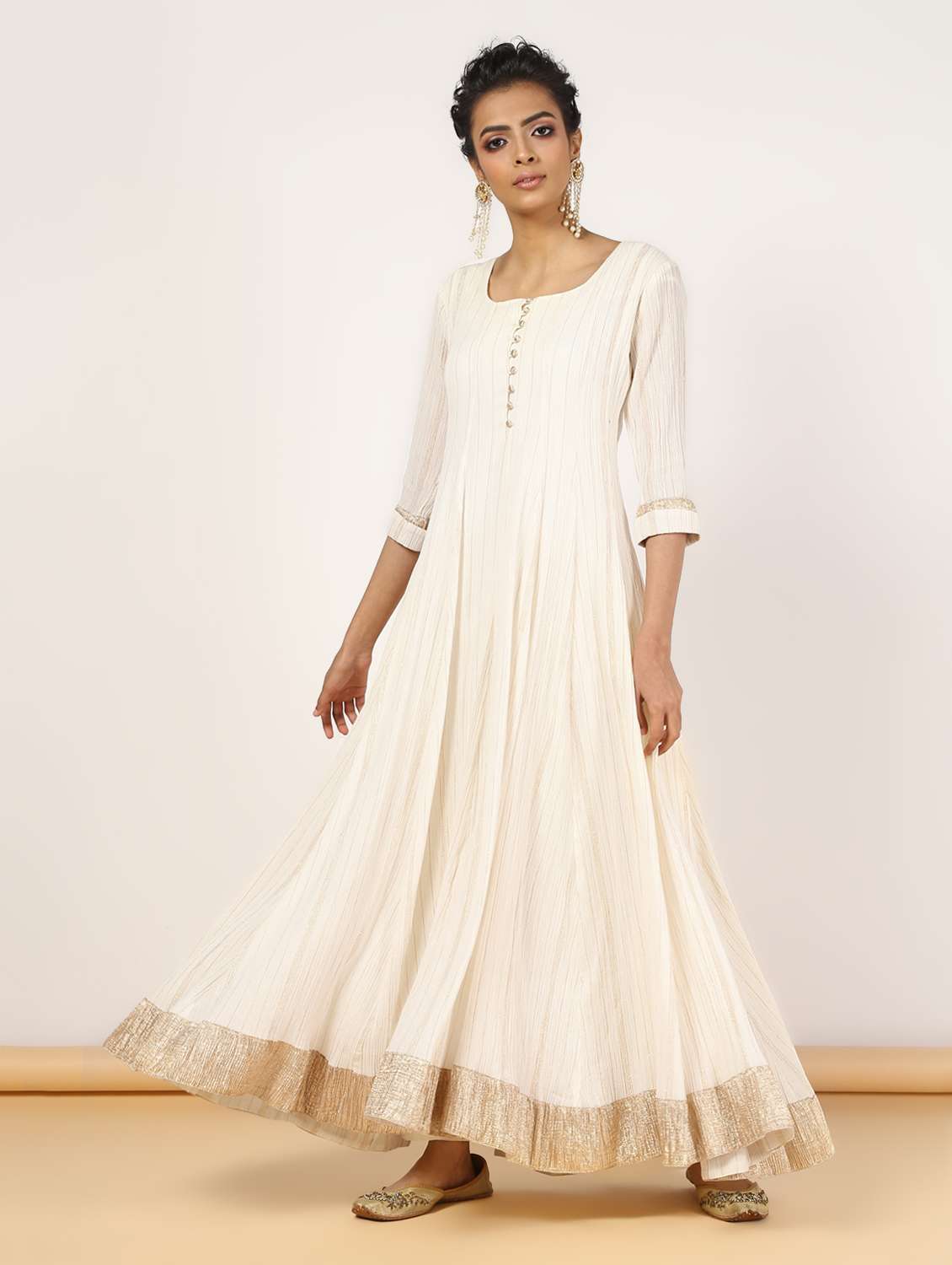 solid anarkali kurta pant set