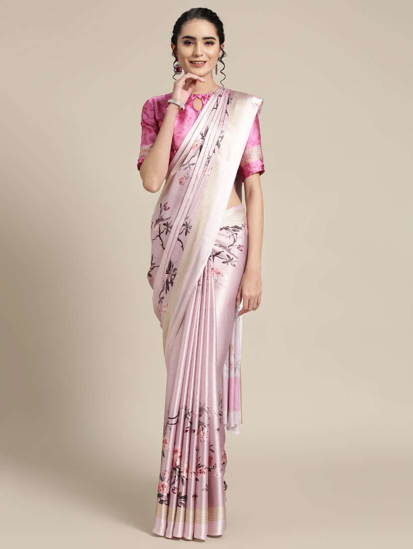 floral printed saree with blouse