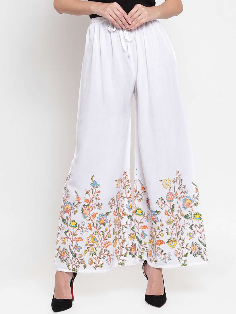 drawstring waist printed palazzo 