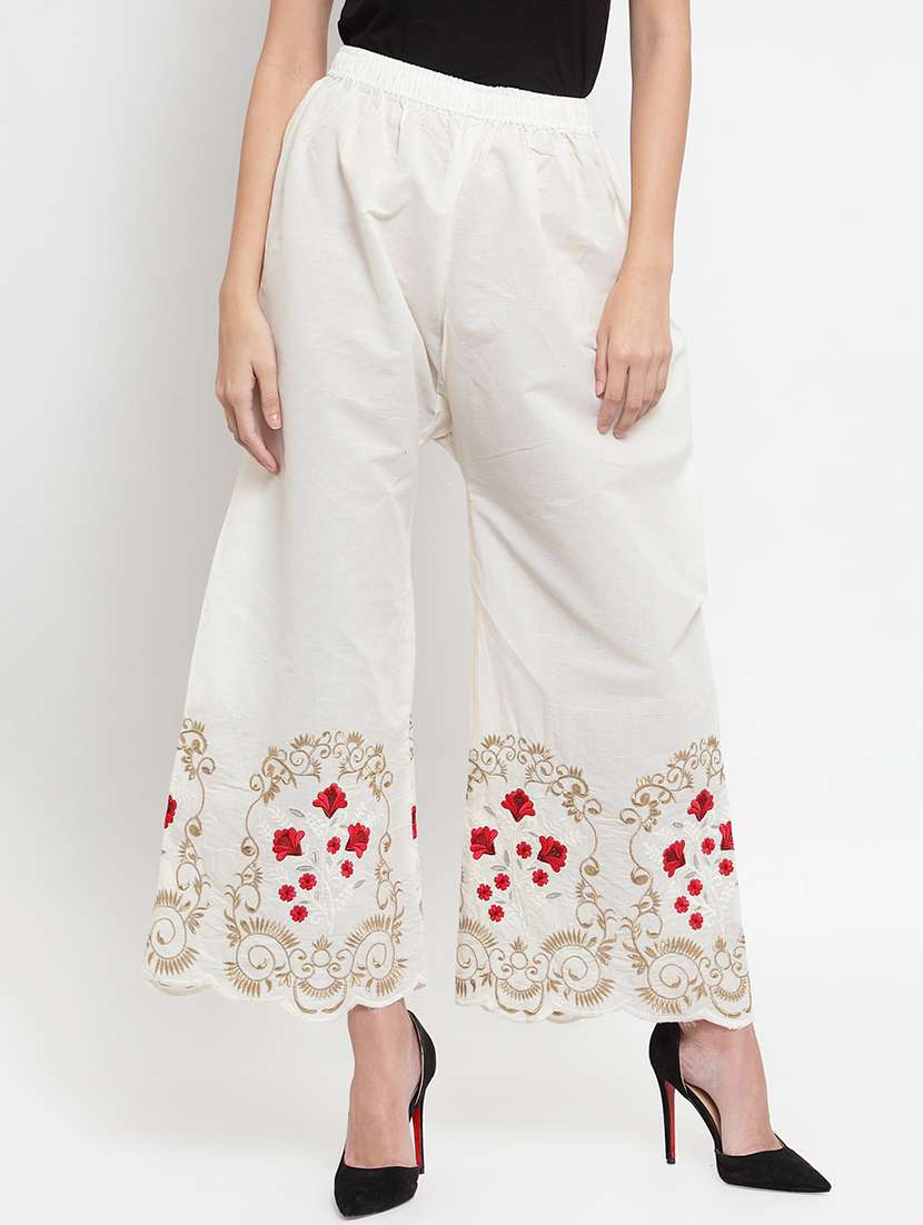 high rise scallop hem palazzo 