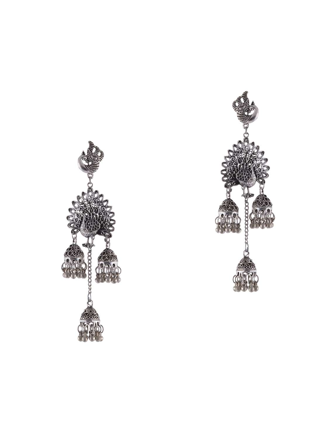 silver metal jhumka earring