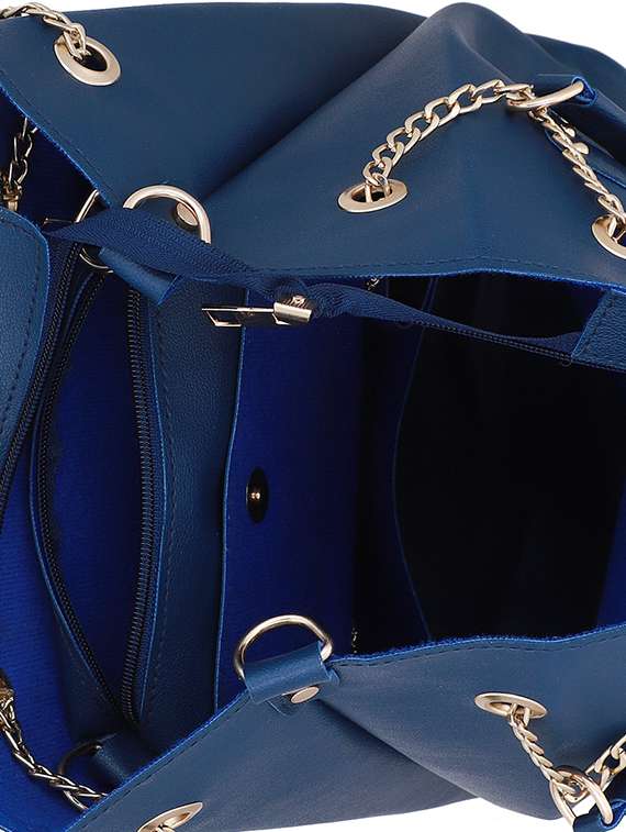 blue leatherette (pu) combo tote - 16491838 -  Standard Image - 2