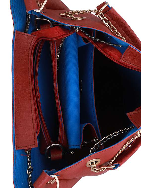 red leatherette (pu) combo tote - 16491840 -  Standard Image - 2