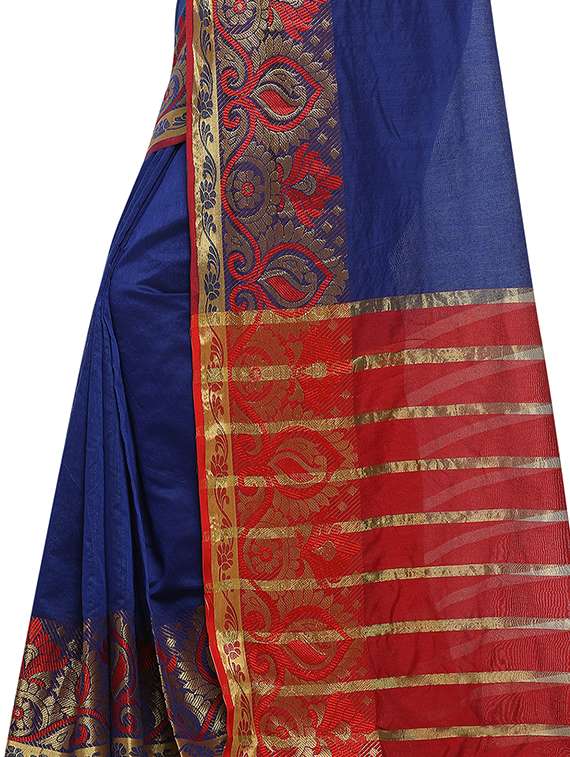 zari border woven saree with blouse - 16492696 -  Standard Image - 2