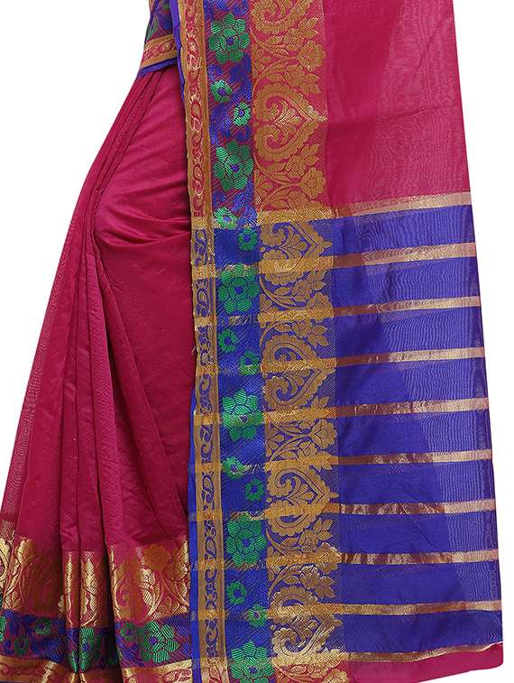 zari border woven saree with blouse - 16492697 -  Standard Image - 2