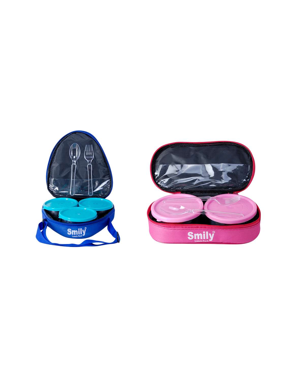 combo of triangle blue & pink lunch box  