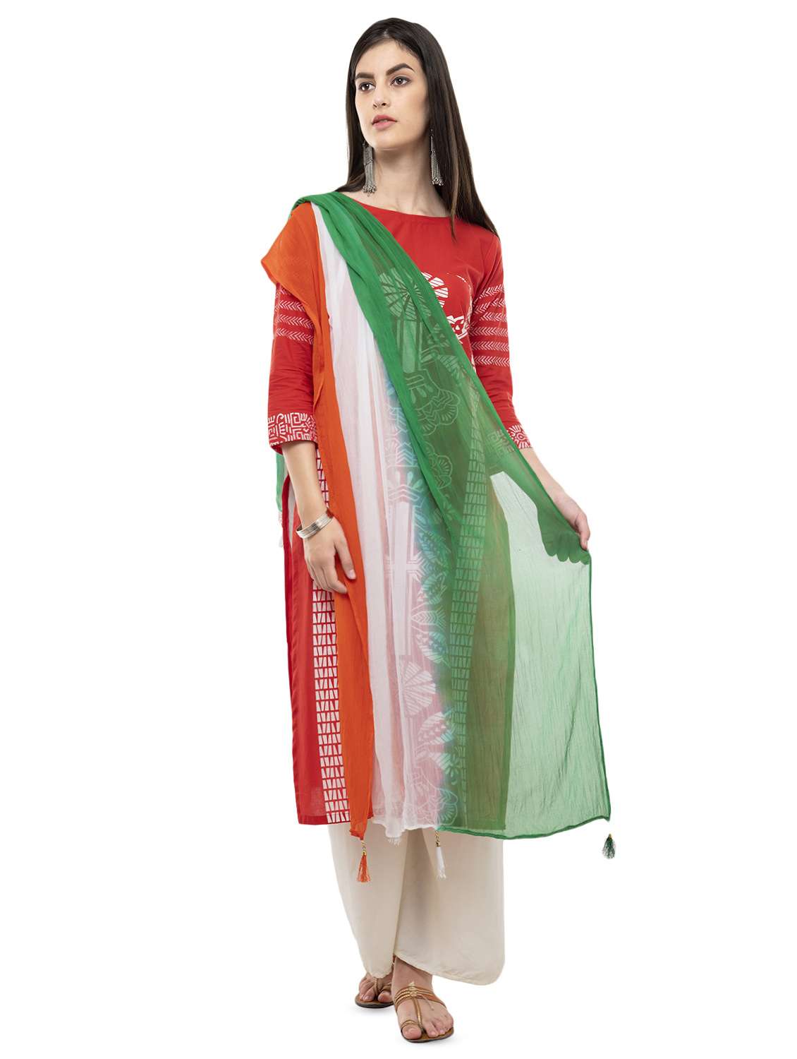 tricolor printed dupatta