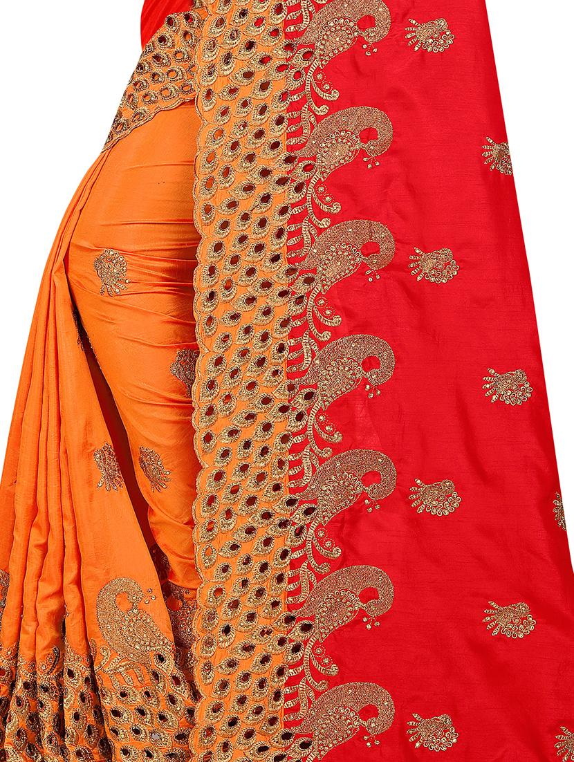 half & half embroidered saree with blouse - 16494321 - Standard Image - 2