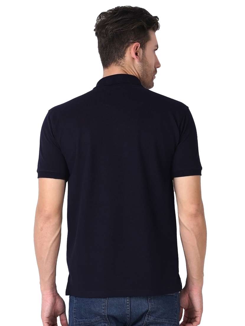 navy blue solid polo t-shirt - 16494371 -  Standard Image - 2