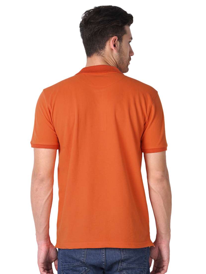 orange solid polo t-shirt - 16494372 - Standard Image - 2