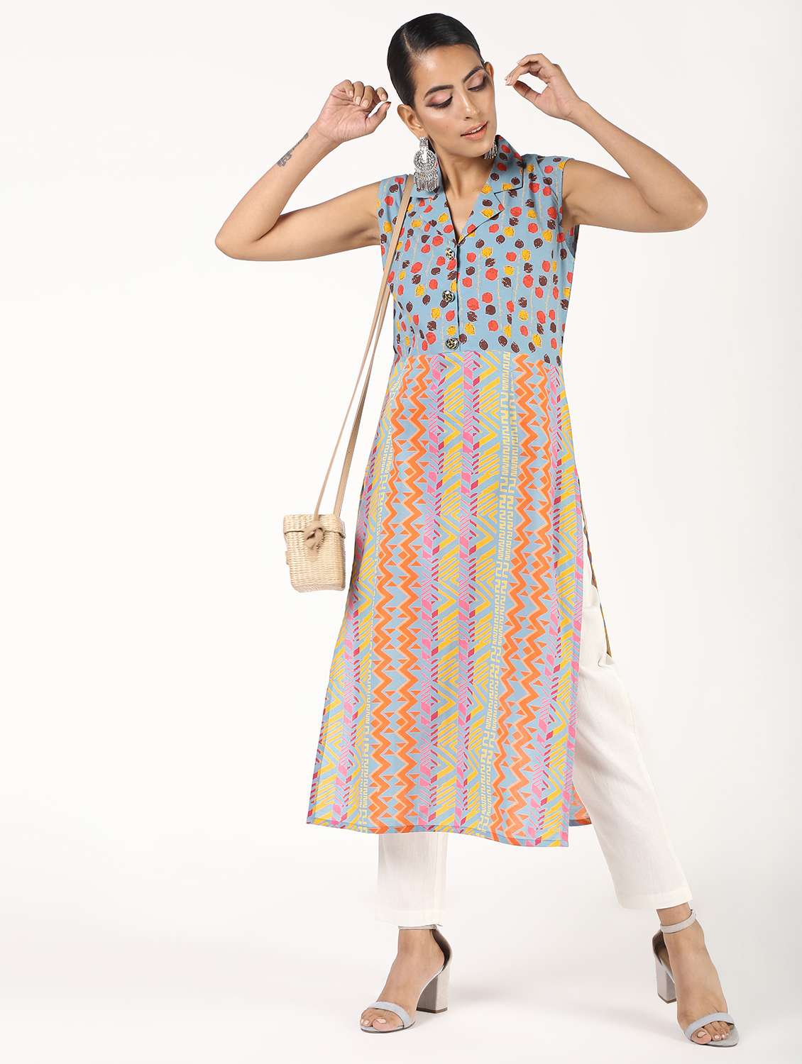 printed straight kurta