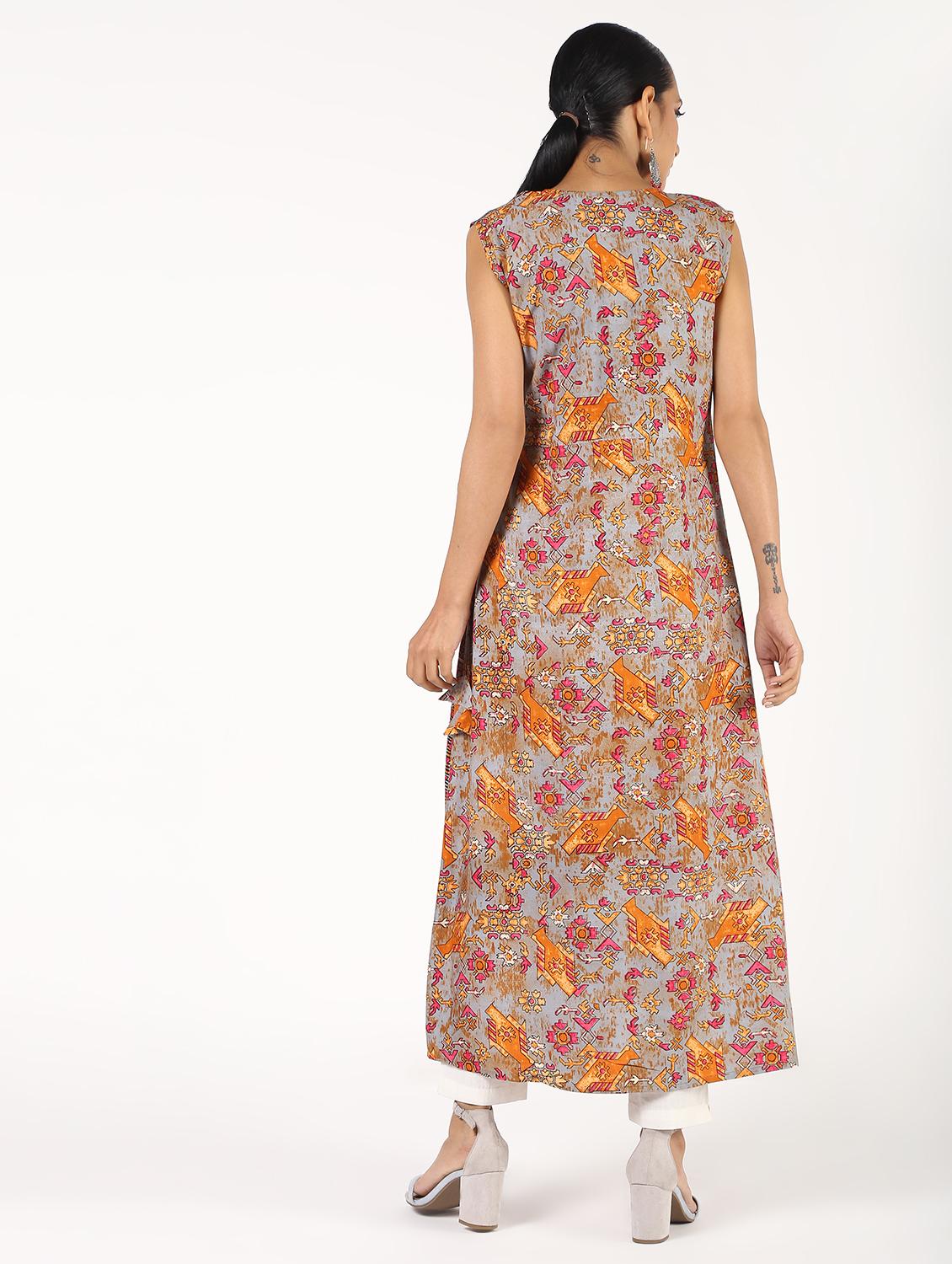 printed layered kurta - 16495807 - Standard Image - 2