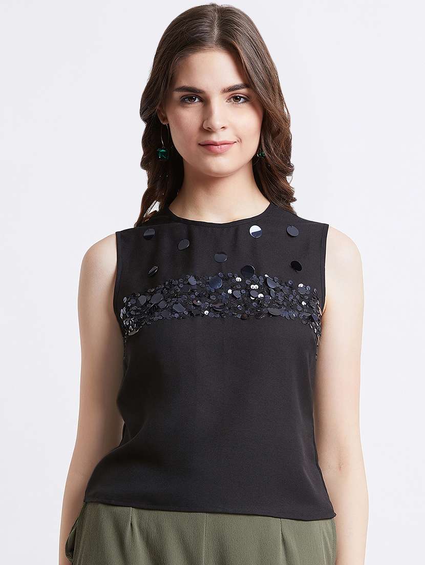 women's crop round neck top