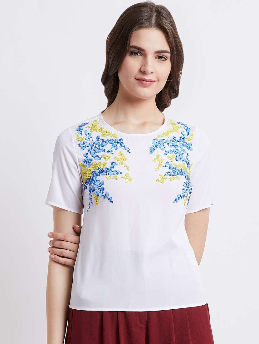 women's straight round neck top