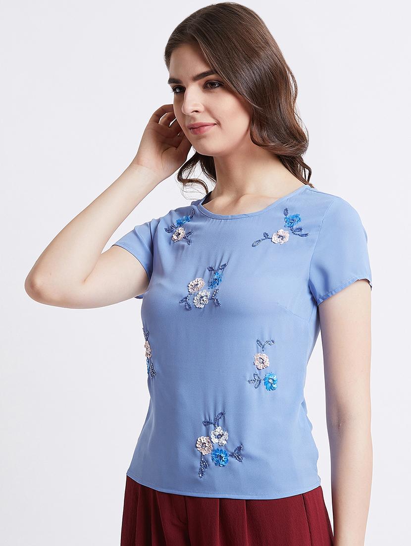 women's straight round neck top - 16496920 - Standard Image - 2