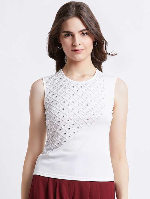 women's straight round neck top - 16496926 - Standard Image - 0