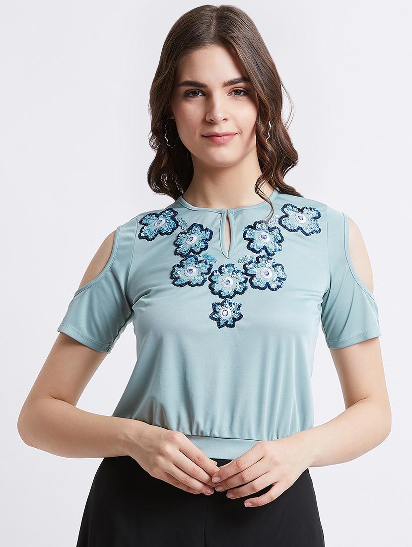 women's crop key hole neck top - 16496933 - Zoom Image - 0