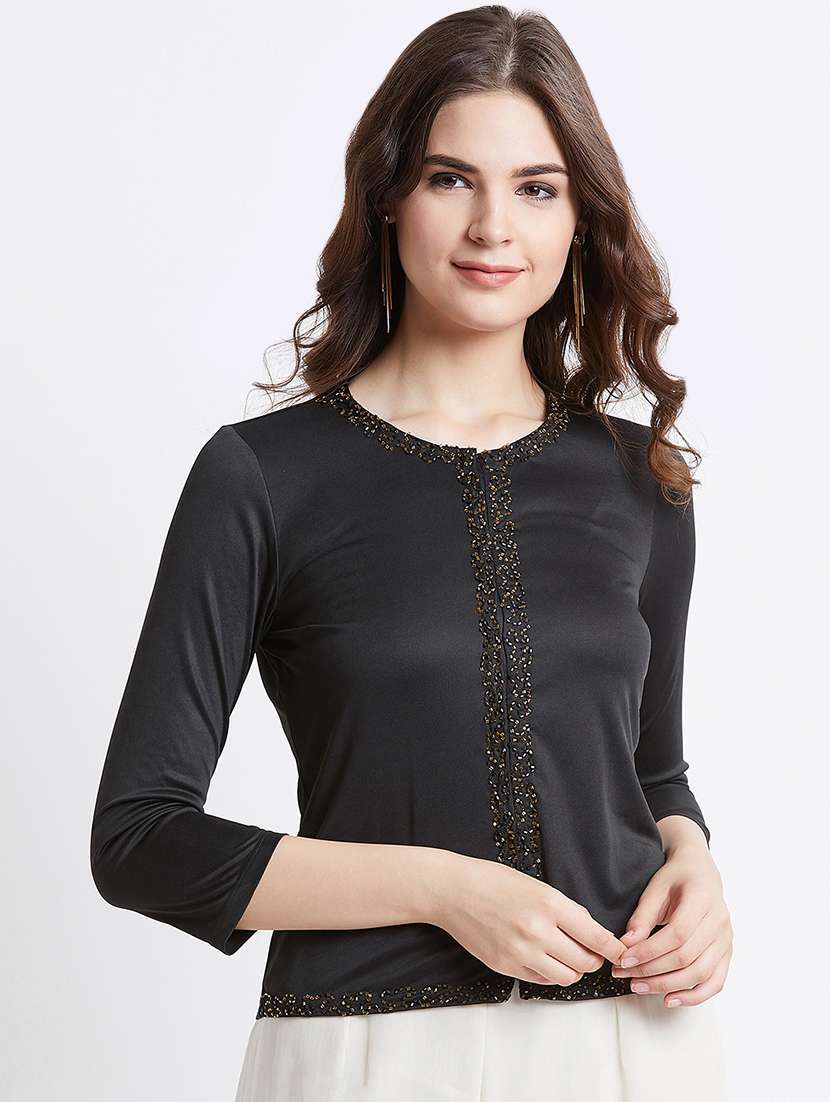 women's straight round neck top