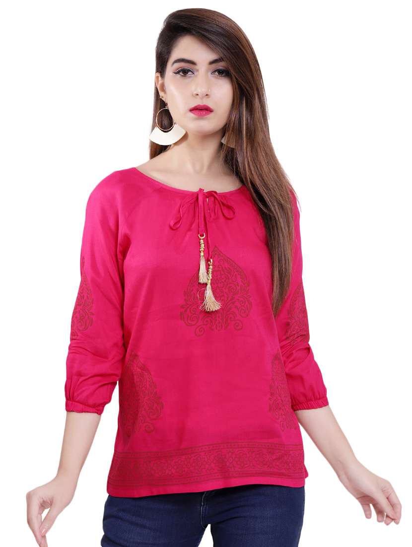 tie up neck printed top 