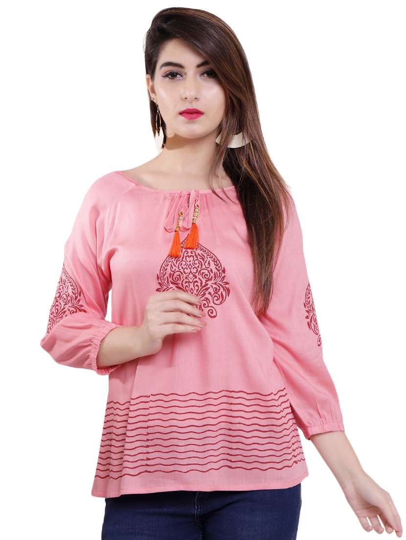 tie up neck printed top 