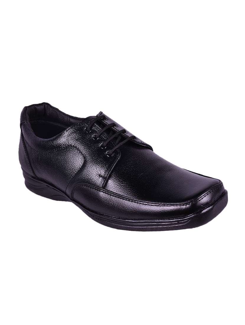 avinash handicrafts black leather lace-up derbys