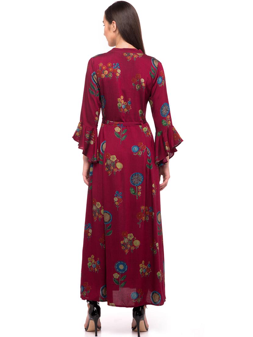 tie front bell sleeved maxi dress - 16501072 - Standard Image - 2