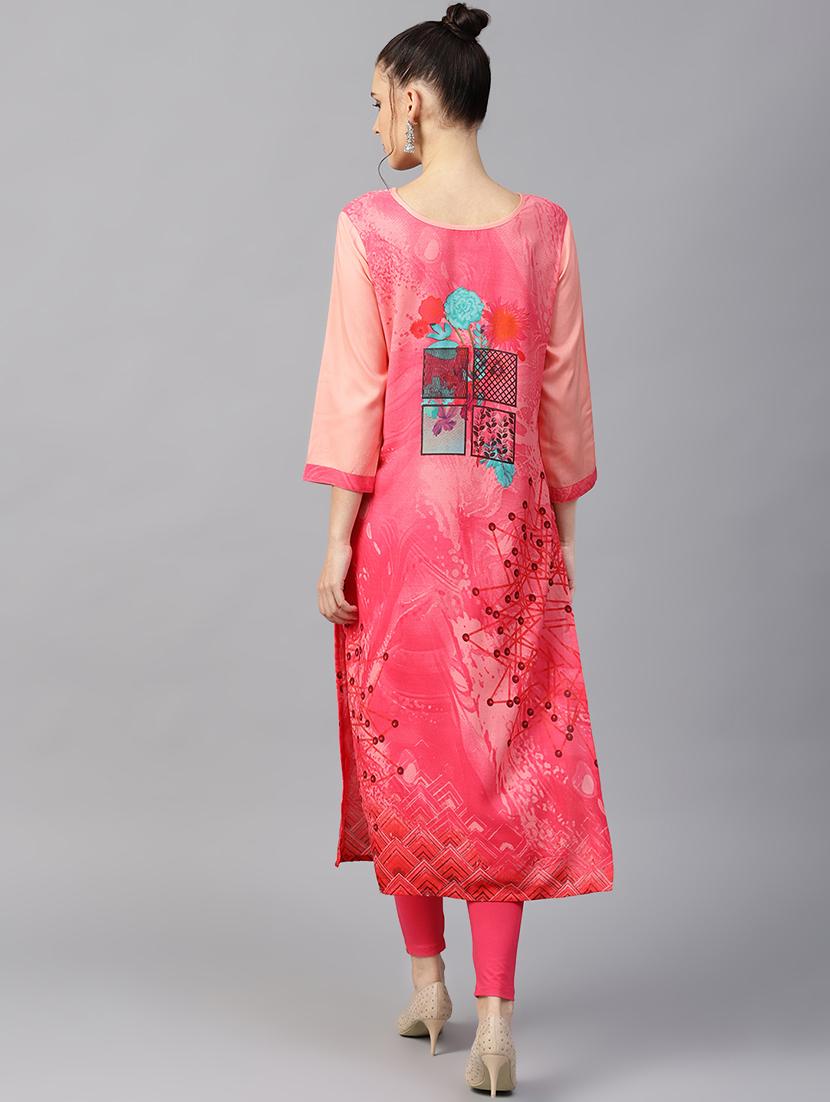 digital printed straight kurta - 16501151 - Standard Image - 2